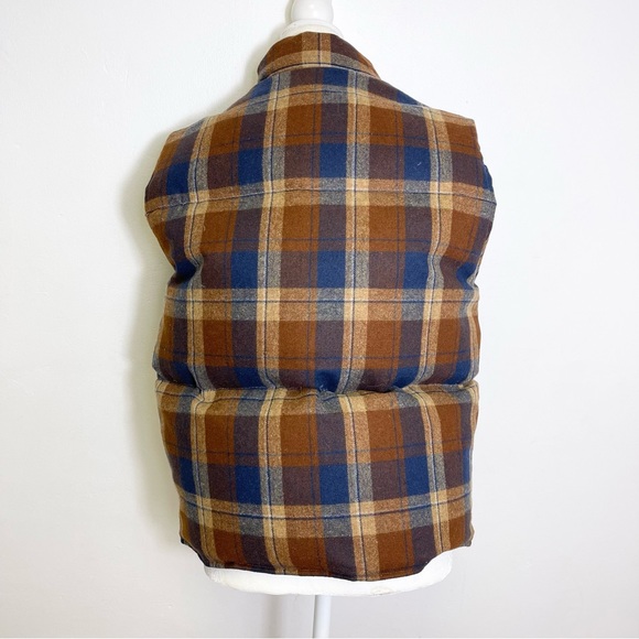 Vintage Argus Sportswear Reversible Puffer Vest Unisex Plaid Tan Size Medium - Picture 11 of 15